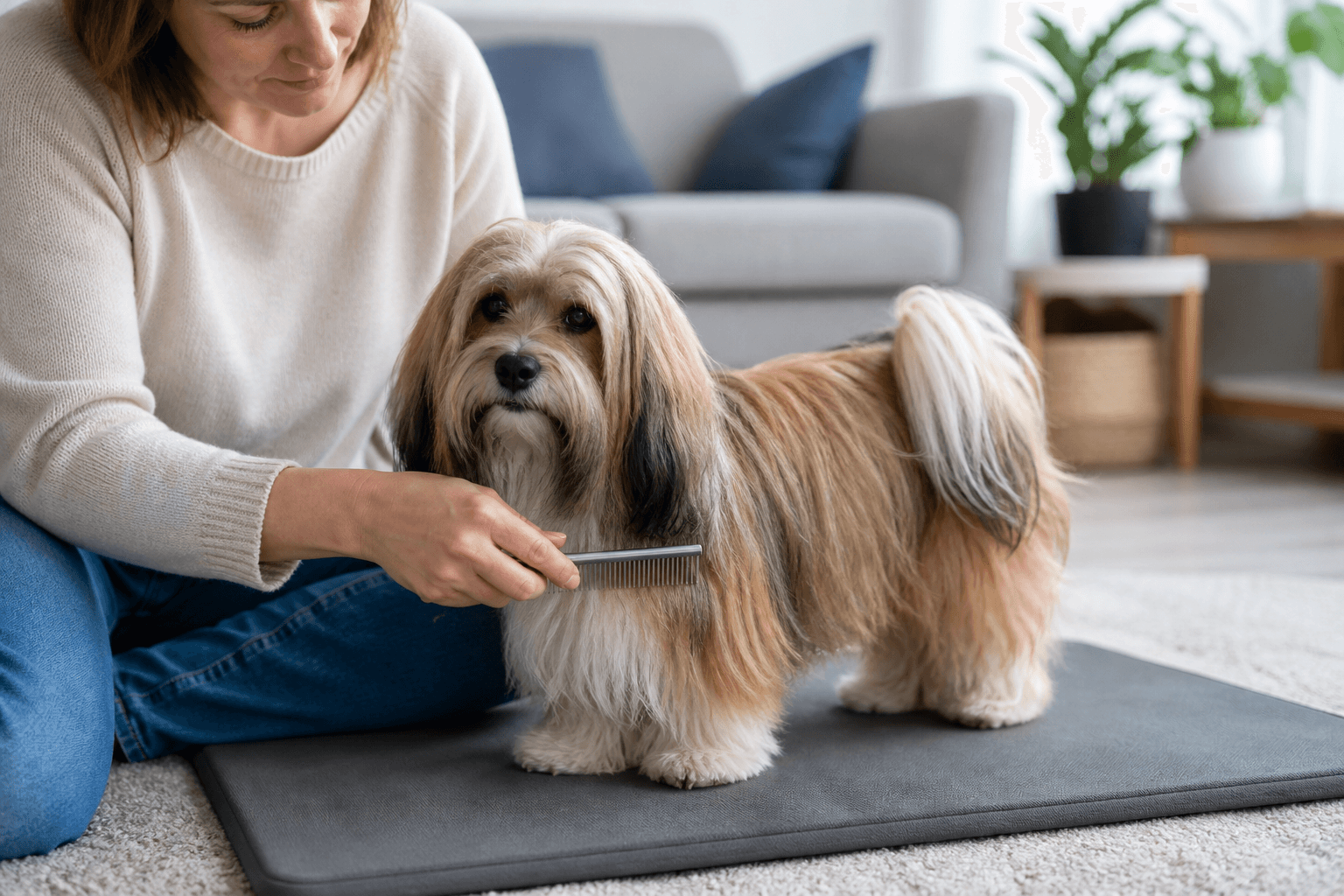 Bichon havanais i en miljö som anknyter till rasens funktion