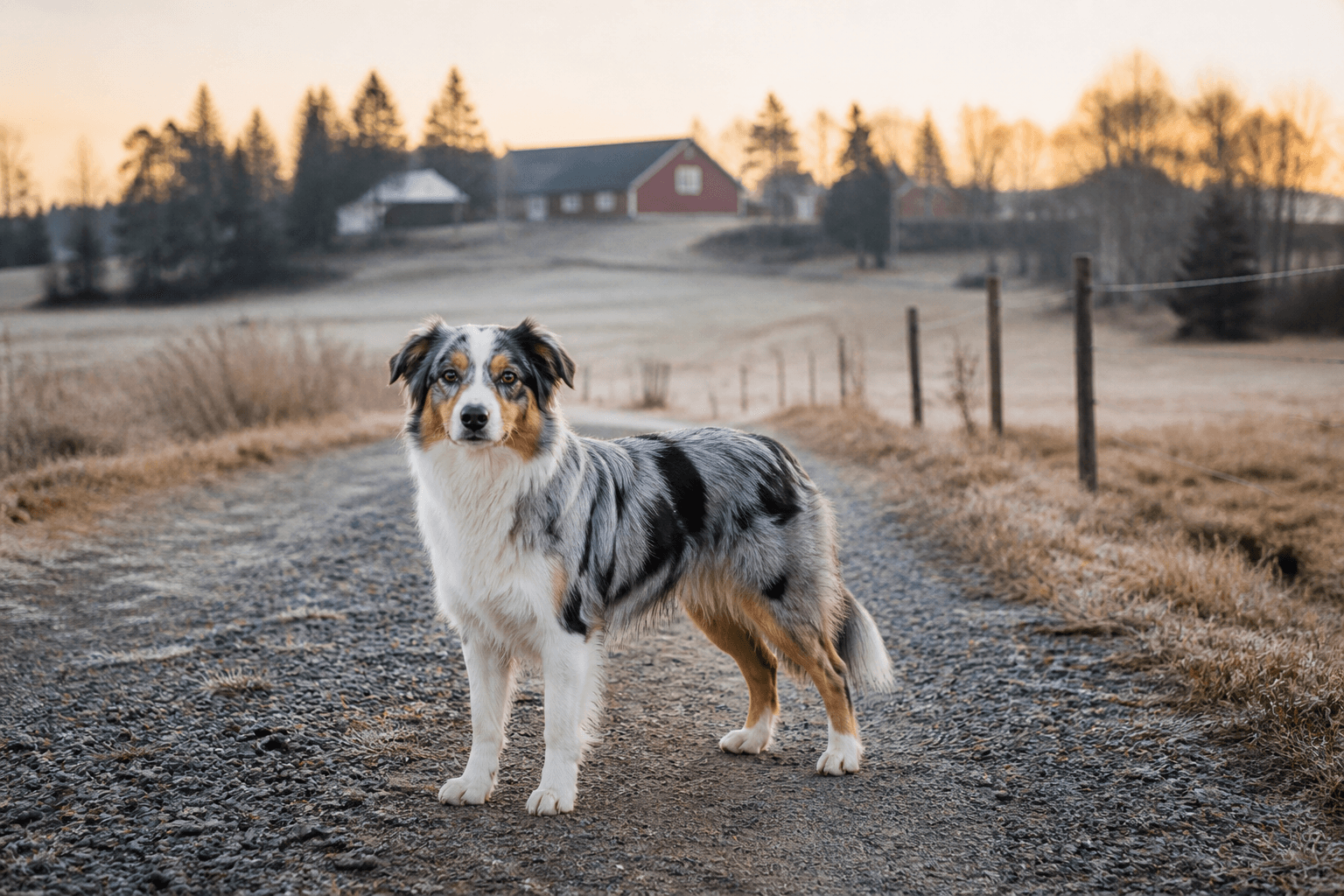 Australian shepherd i en miljö som anknyter till rasens ursprungliga arbete