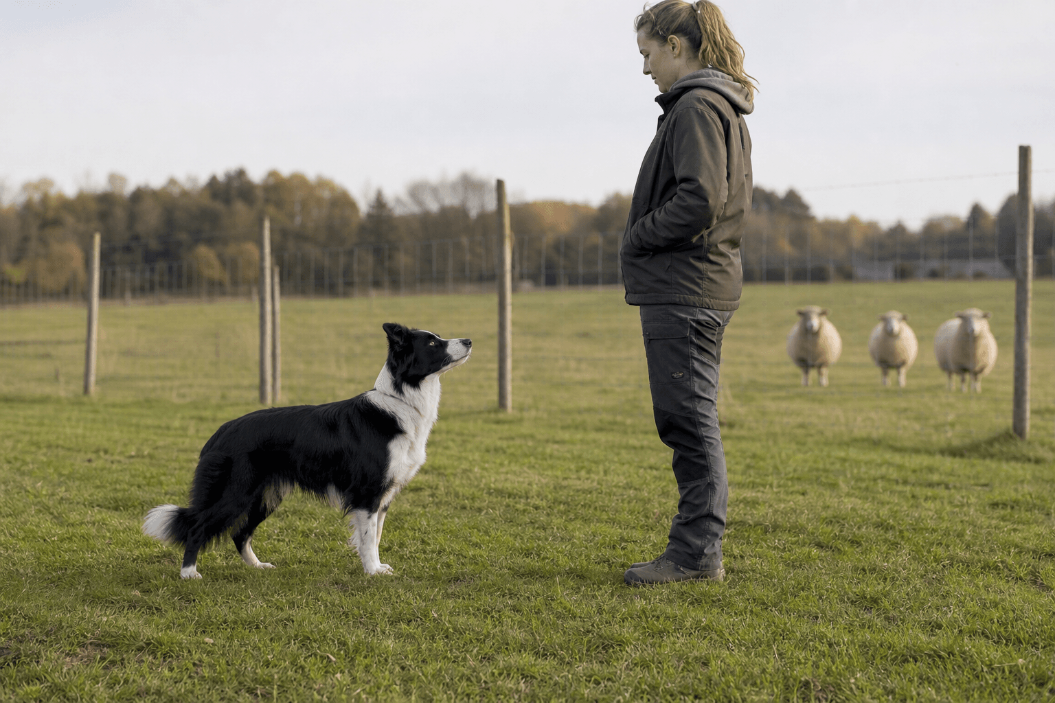 Border collie i en miljö som anknyter till rasens ursprungliga arbete